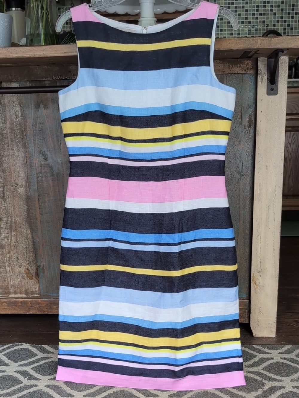Hobbs London Jaci Belted Striped Linen Dress - Missing Belt - Women's 6